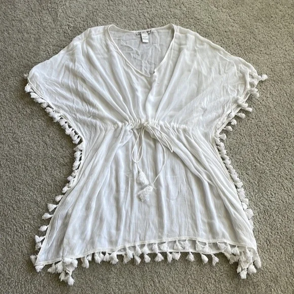 cute options Swim Womens Tie Front Tassel Kimono Swim Cover Up
